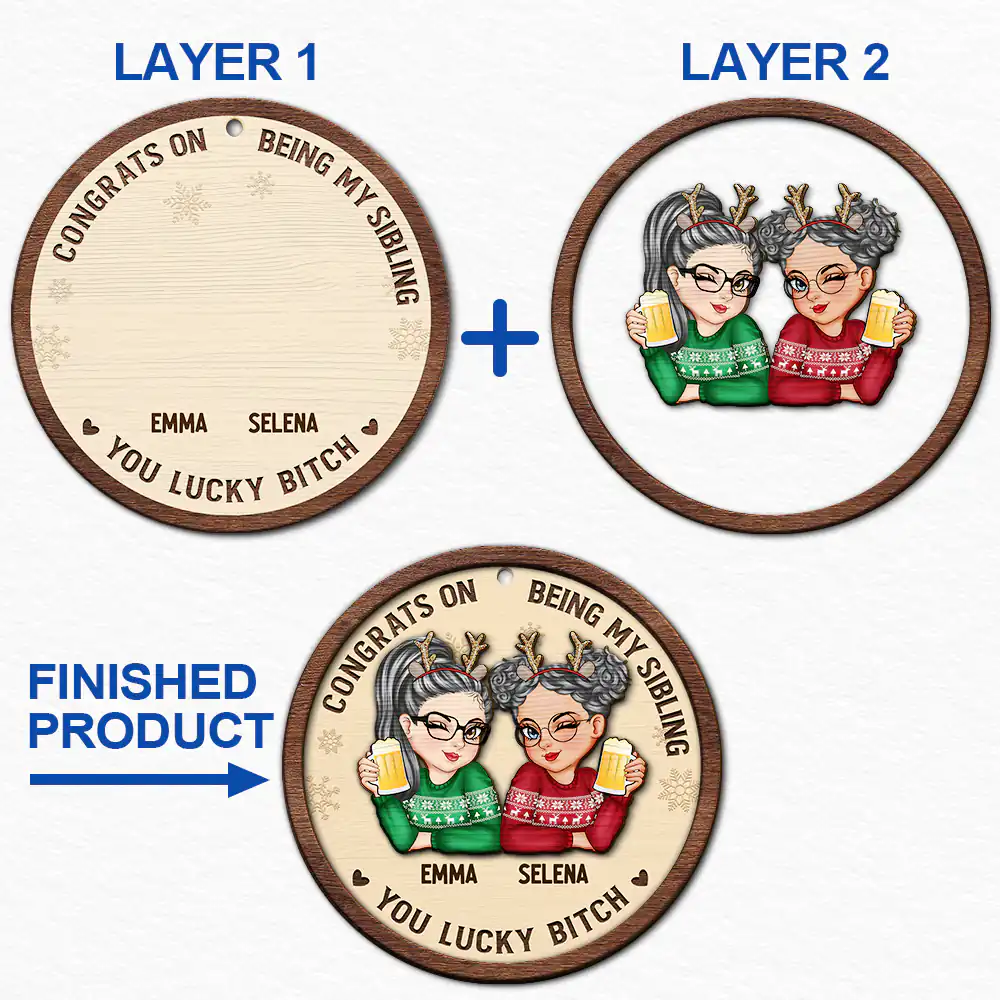 Congrats On Being My Bestie Christmas - Personalized 2-Layered Wooden Ornament